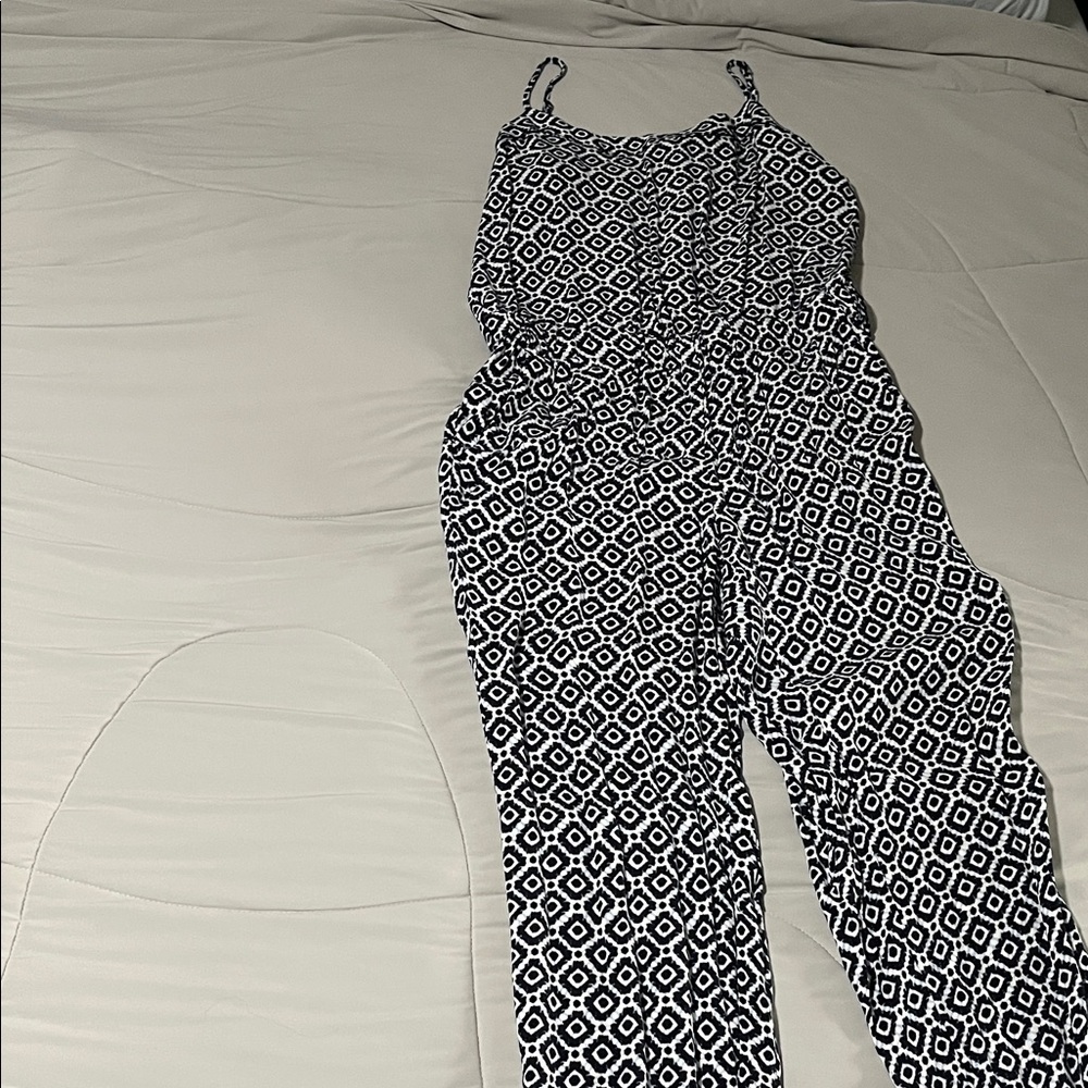 LOFT dark blue and White Geometric Women's Jumpsuit